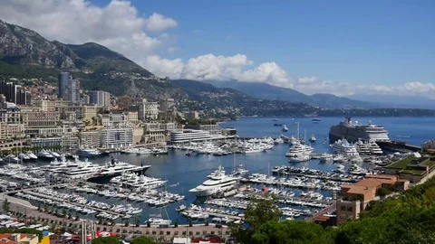 Monaco - Harbor with deluxe yachts Stock Footage 69190994