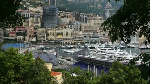 Monaco harbour from highpoint 01 Stock Footage 23360472