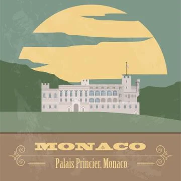 Monaco landmarks. Retro styled image Stock Illustration