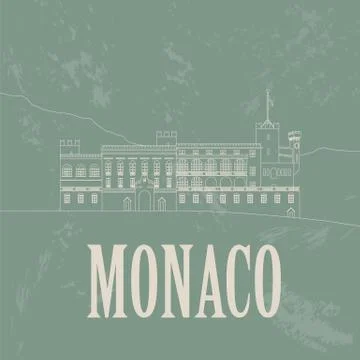 Monaco landmarks. Retro styled image Stock Illustration
