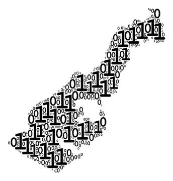 Monaco Map Collage of Binary Digits Illustrazione stock