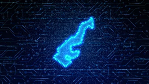 Monaco Map Digital Technology Opener Stock Footage 335081614
