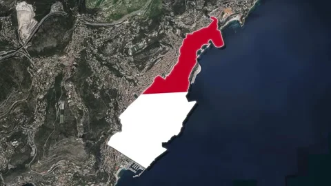Monaco Map with flag animation, geography of Monaco Stock Footage 309379573