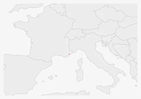 Monaco map highlighted in Monaco flag colors Stockillustratie