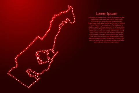 Monaco map from luminous red star space points on the contour for banner Illustrazione stock