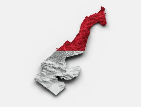 Monaco Map Monaco Flag Shaded relief Color Height map on white Background 3.. Stock Photos