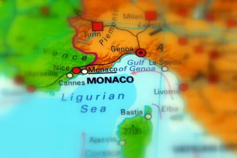 Monaco on a map Stock Photos