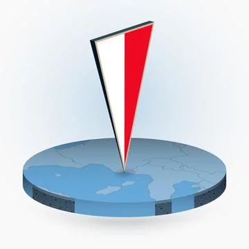 Monaco map in round isometric style with triangular 3D flag of Monaco Stock Illustration