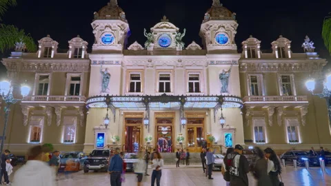 Monaco, Monte Carlo, 05 March 2025: The famous square of Casino Monte-Carlo at Stock Footage 311523474