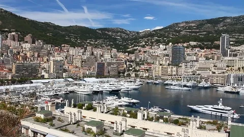 Monaco Monte-Carlo monte carlo marina port hercule Stock Footage