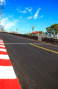 Monaco, monte carlo. sainte devote straight race asphalt, grand prix circuit Stock Photos