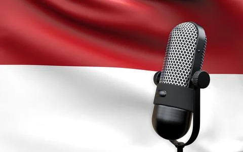 Monaco national flag with microphone composition of voice of truth debate inf Stock Illustration