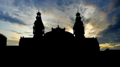 Monaco Opera sunset clouds Stock Footage 10683345