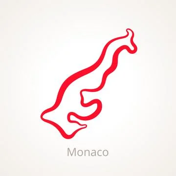 Monaco - Outline Map Stock Illustration