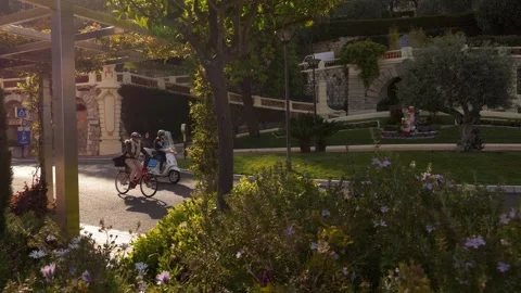 Monaco Park Path With Trees and Soft Sunlight 4K Vídeos de archivo 331795373