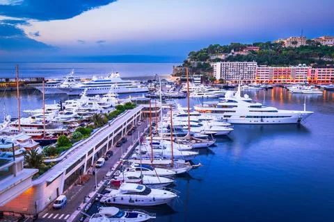 Monaco. Port de Monaco and yacht marina, French Riviera. Stock Photos