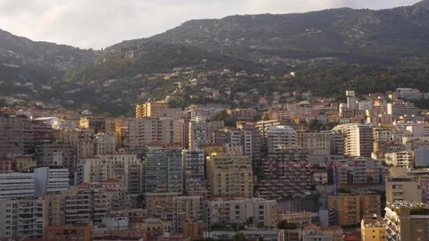 Monaco Residential Skyline with Hillside Backdrop – Urban Cityscape in 4K Stock Footage 313282700