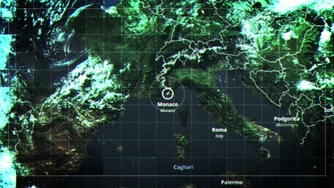 MONACO Rotating Map Satelite Map Style Stock Footage 324288839