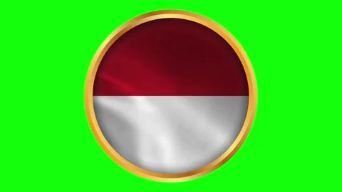 Monaco Round Framed National Wavy Flag. Circular Blowing Flag of Monaco wit.. Stock Footage 332860227