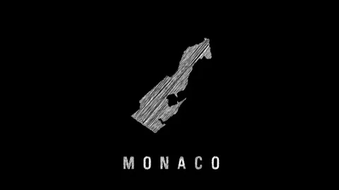 Monaco scribble map animation on black background Video stock 329050484