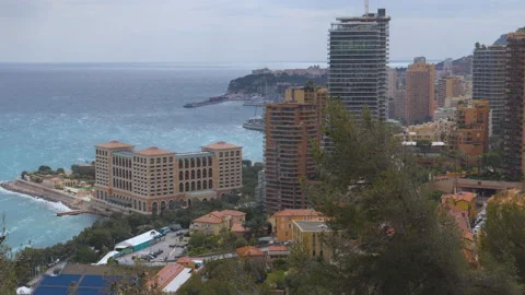 Monaco - Skyline Highrises of Monte Carlo Tax paradies 8k Stock Footage 239090733