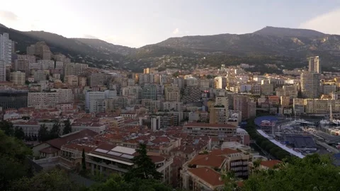 Monaco Skyline Panorama and Dense Urban Landscape 4K Vídeos de archivo 336252849