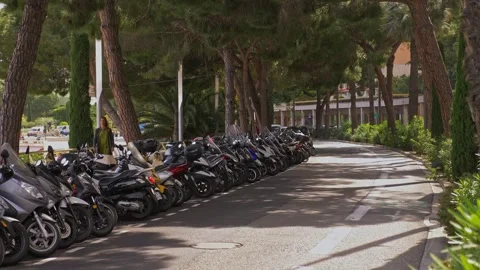 Monaco Tree Lined Street With Parked Scooters 4K 库存影片 335270965