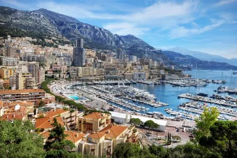 Monaco, View of La Condamine and Monte Carlo Stock Photos