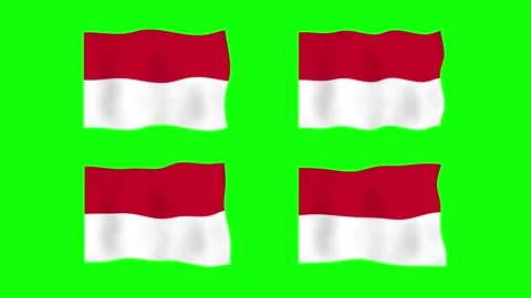 Monaco Waving Flag 2D Animation on Green Screen Background. Looping seamles.. Stock Footage 232923542