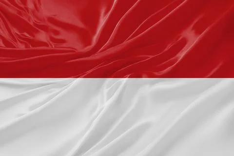 Monaco Waving Flag Background with Detailed Fabric Texture Stock Illustration