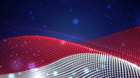 Monaco waving  flag on blue background with bright flares, motion loop Stock Footage 149475081