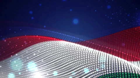 Monaco waving  flag on blue background with bright flares, motion loop Stock Footage 149475689