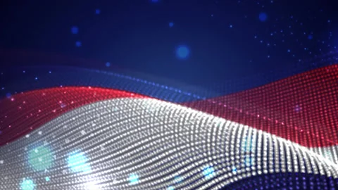 Monaco waving  flag on blue background with bright flares, motion loop Stock Footage 149476442