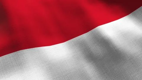 Monaco waving flag. Seamless cgi animation highly detailed fabric texture in  写真素材