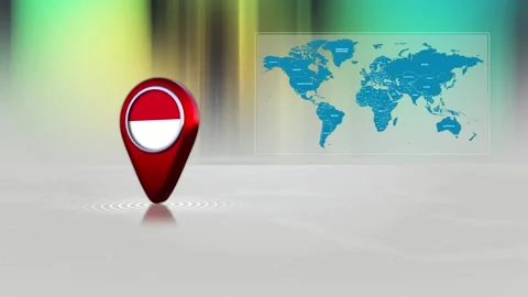 Monaco World Map Pin Location Background Loop 4k Stock Footage 343156912