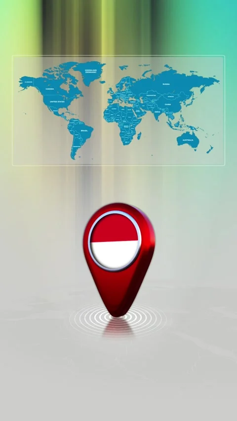 Monaco World Map Pin Location Background Loop Vertical Stock Footage 343156920