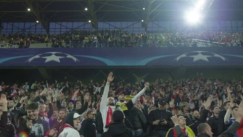 Monacos away fans Stock Footage 77028679