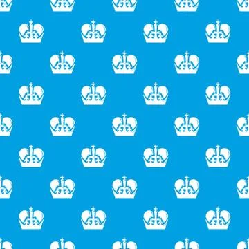 Monarch crown pattern vector seamless blue 스톡 일러스트