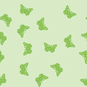 Monarch summer line seamless pattern Stock Illustration