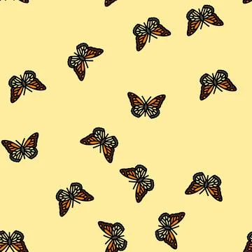Monarch summer vector seamless pattern Stock Illustration