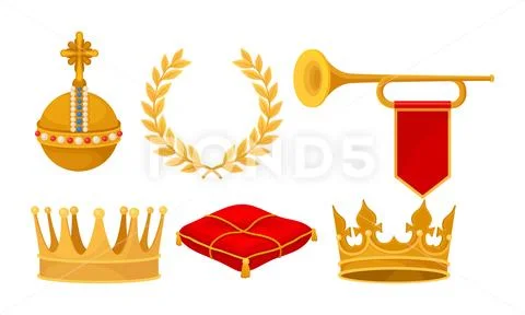 Monarchy Attributes Vector Set. Golden Power Symbols Collection ~ Clip ...