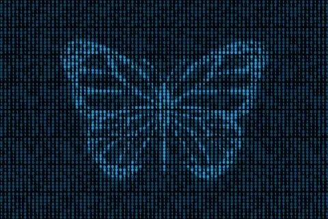 Monarque butterfly hidden in binary code Illustrazione stock