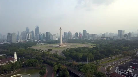 Monas drone flyby above mosque Video stock 261172234