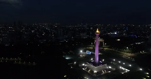 Monas Monument at night Stock Footage 89849718