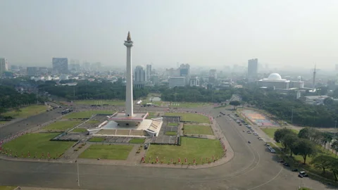 Monas Parade Grounds Slow Pull Back Jakarta Indonesia Java 4K 60FPS Stock Footage 318069042