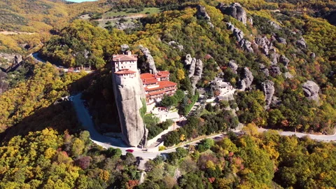 Monasteries on steep cliffs in the mountains. Stock Footage 141994422