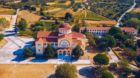 Monastery of Agios Gerasimos on Kefalonia island, Greece. Sacred Monastery of Stock Photos