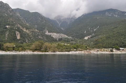 The Monastery of Agiou Pavlou is a monastery built on Mount Athos Stock Photos