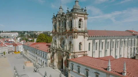 Monastery of Alcobaca or Mosteiro de Santa Maria de Alcobaca in Portugal Stock Footage 128633585