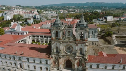 Monastery of Alcobaca or Mosteiro de Santa Maria de Alcobaca in Portugal Stock Footage 128633748
